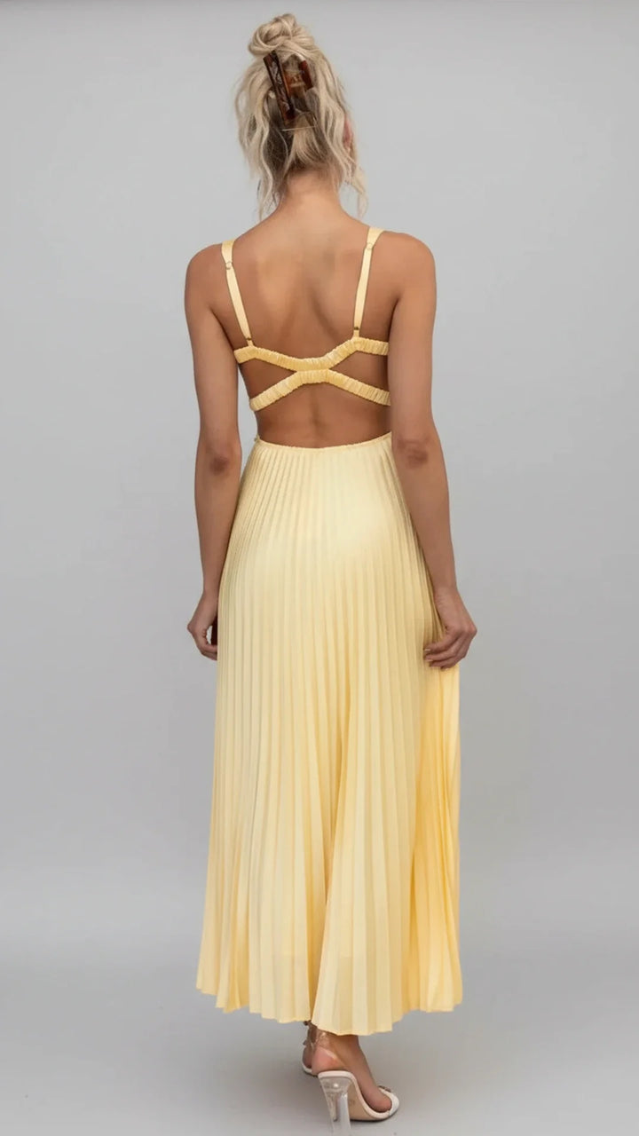 Elegant Pleated A-Line Maxi Dress for Women
