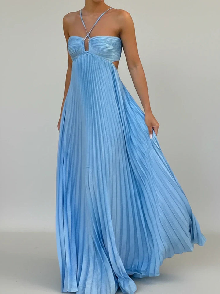 Elegant Pleated A-Line Maxi Dress for Women