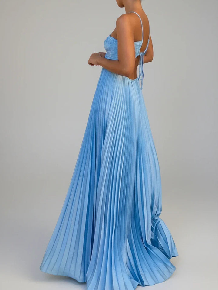 Elegant Pleated A-Line Maxi Dress for Women