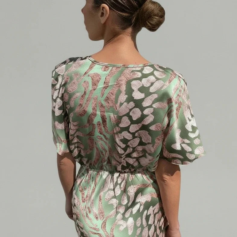Sophia | Women's Printed V-Neck Midi Dress