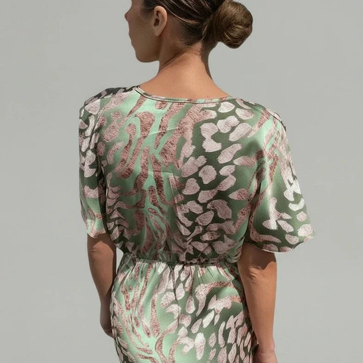 Sophia | Women's Printed V-Neck Midi Dress