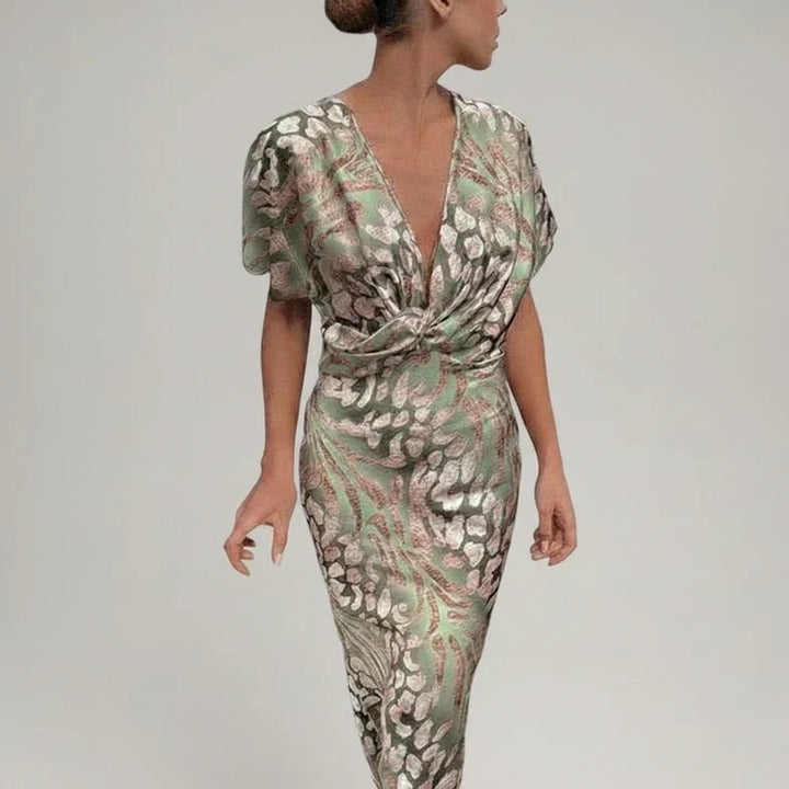 Sophia | Women's Printed V-Neck Midi Dress