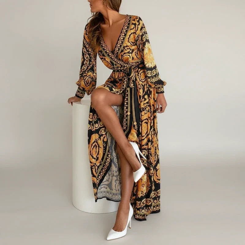 Sophia | Women's Printed Wrap Maxi Dress