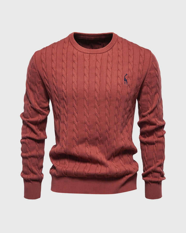 Men's Cable Knit Cotton Pullover Sweater