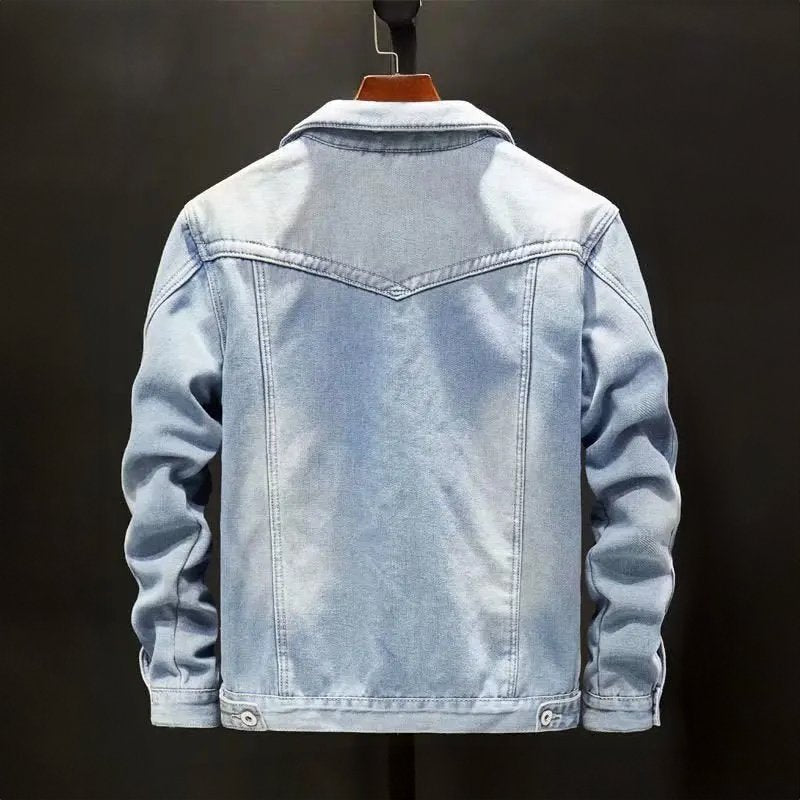 Men's Padded Denim Jacket with Cozy Fleece Lining