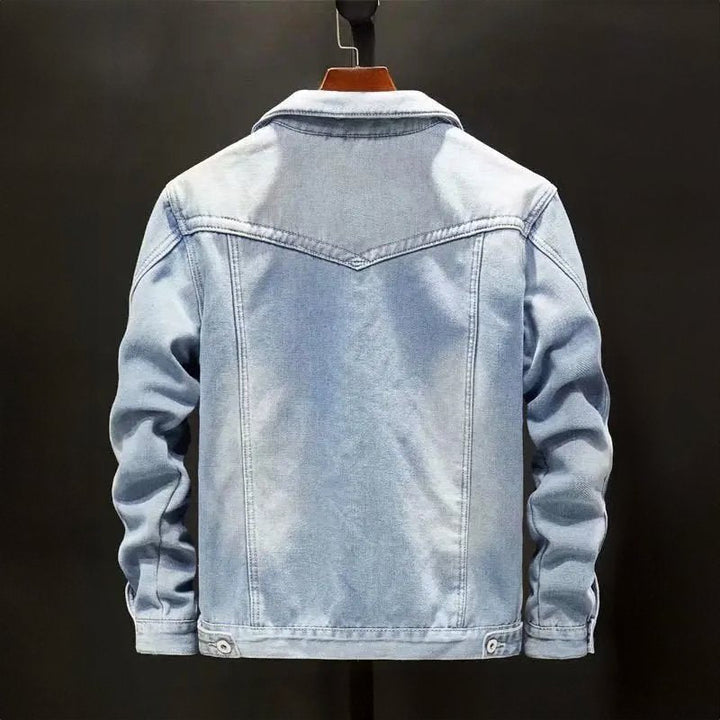 Men's Padded Denim Jacket with Cozy Fleece Lining