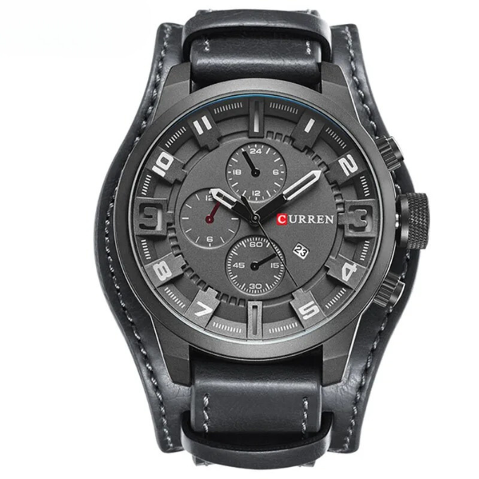 Men's Elegant Chronograph Leather Watch