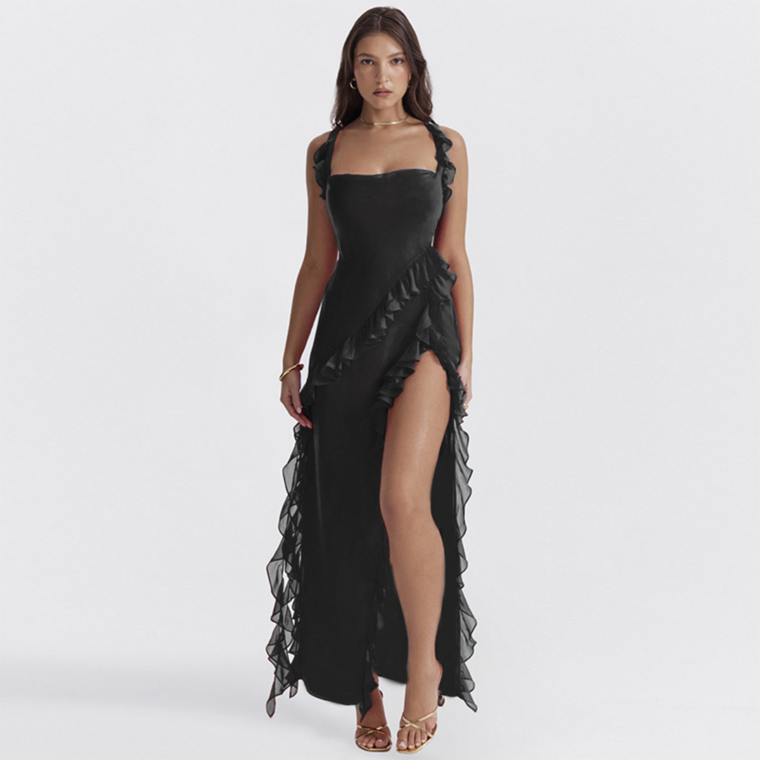 Romina | Women's Summer Ruffled Maxi Dress with Slit