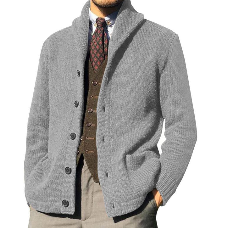 Men's Classic Knitted Jacket with Buttons
