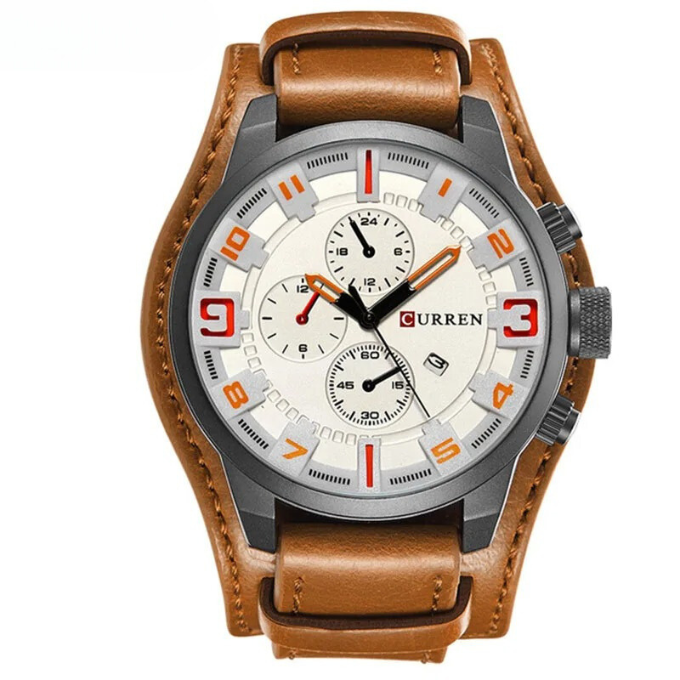 Men's Elegant Chronograph Leather Watch