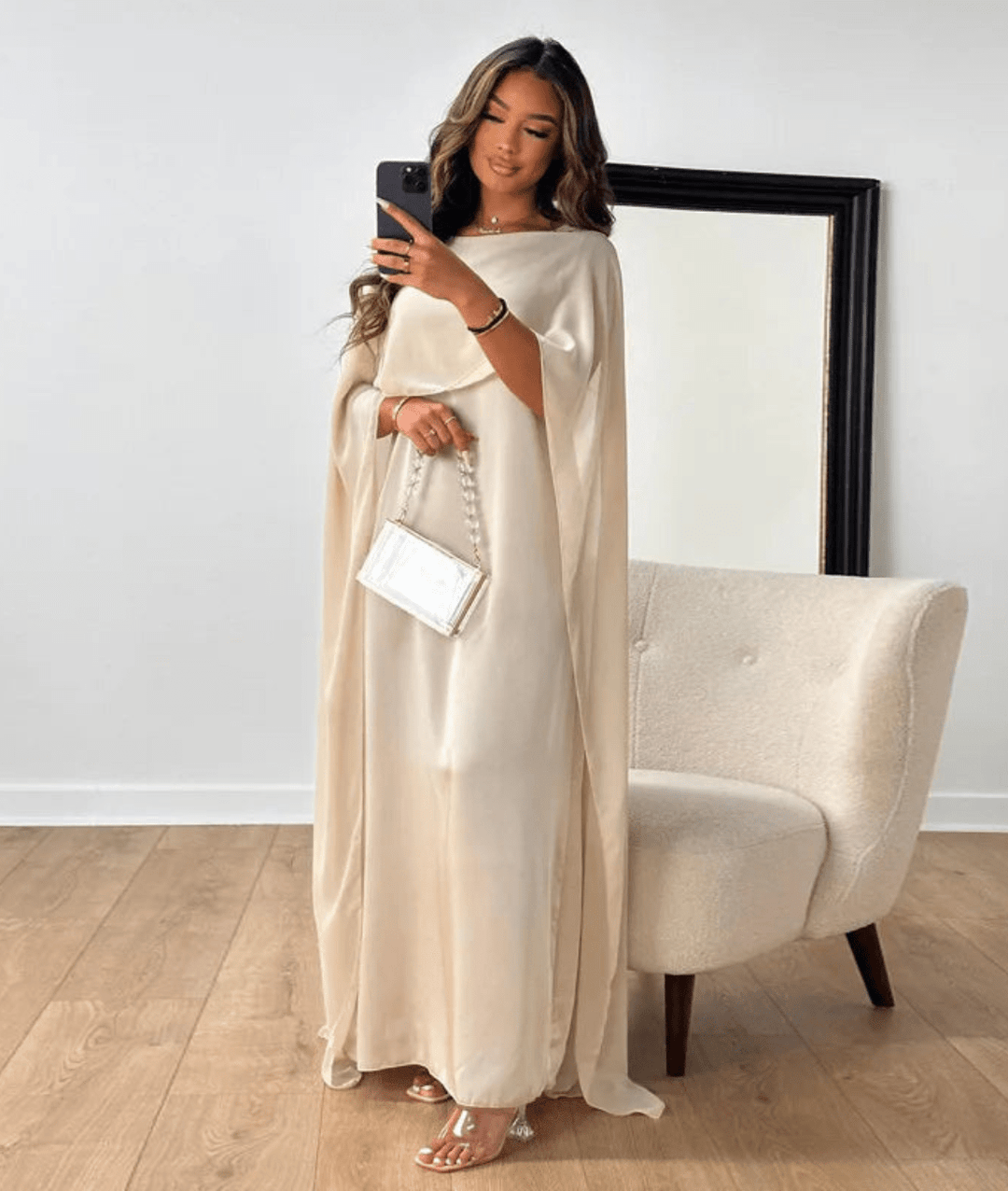 Rachael | Women's Elegant Cape Maxi Dress-Omni Prime Goods