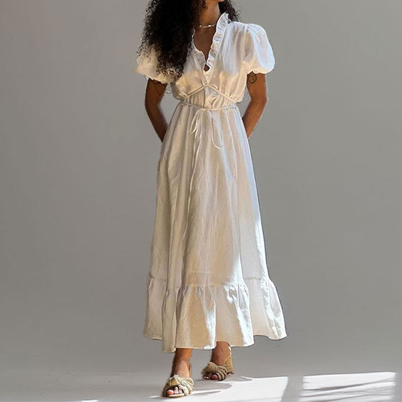Reagan | Women's Puff Sleeve A-Line Maxi Dress for Elegant Style-Omni Prime Goods