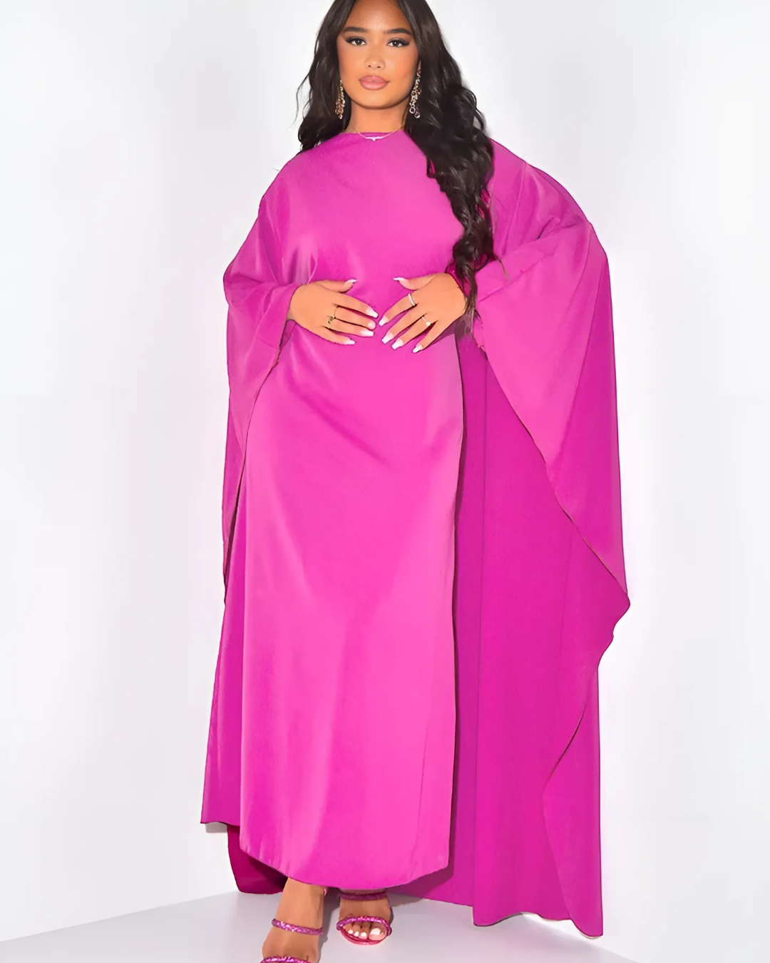 Reine | Women's Maxi Dress with Draped Sleeves - Elegant Design