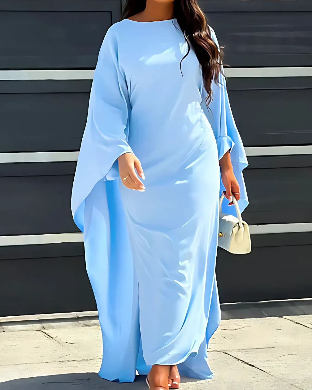 Reine | Women's Maxi Dress with Draped Sleeves - Elegant Design