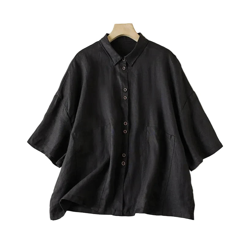 Rosalie | Women's Relaxed Linen Button-Up Blouse-Omni Prime Goods