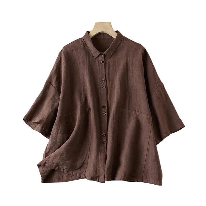 Rosalie | Women's Relaxed Linen Button-Up Blouse-Omni Prime Goods