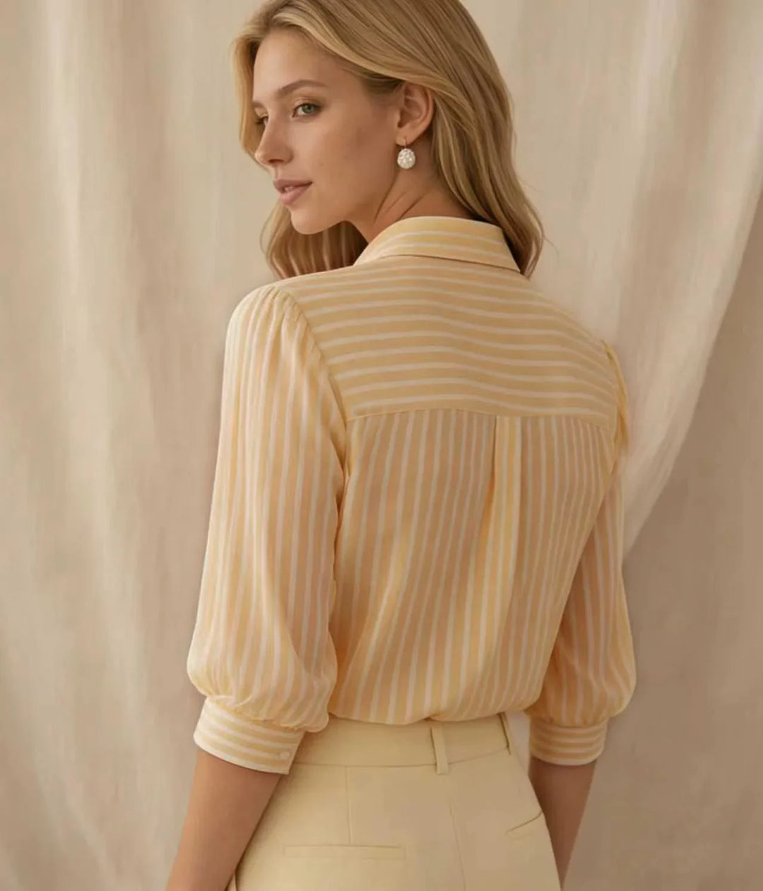 Rosalinda | Women's Striped Puff Sleeve Top-Omni Prime Goods