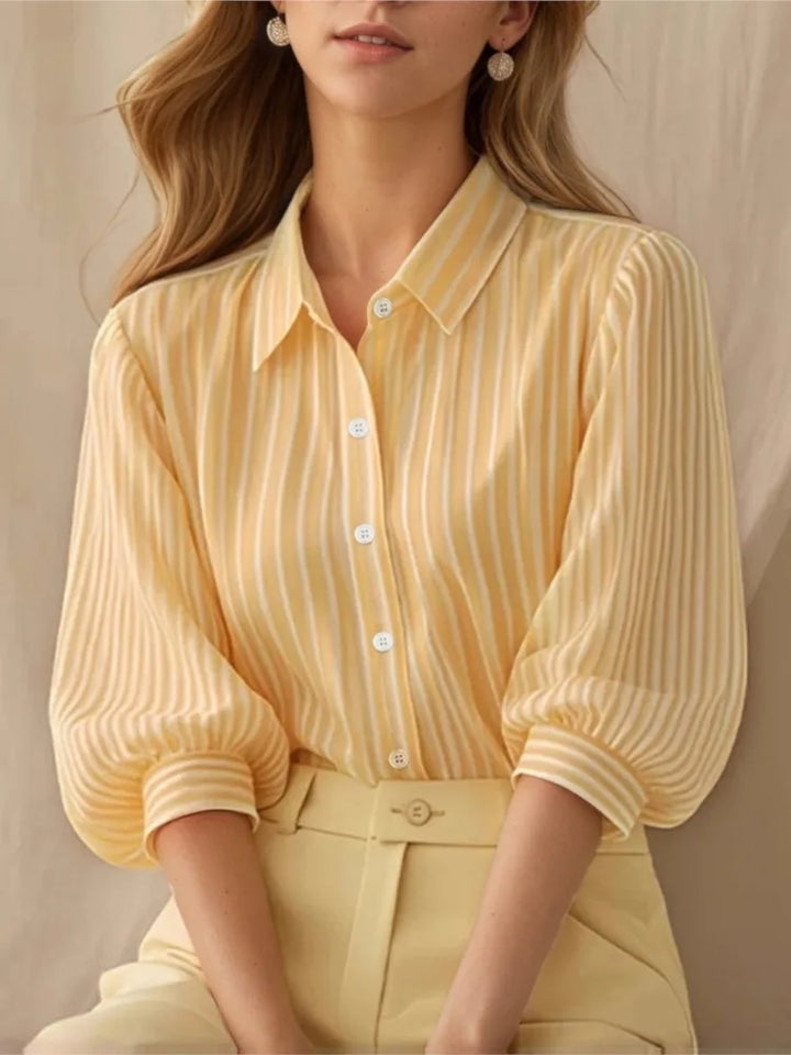 Rosalinda | Women's Striped Puff Sleeve Top-Omni Prime Goods