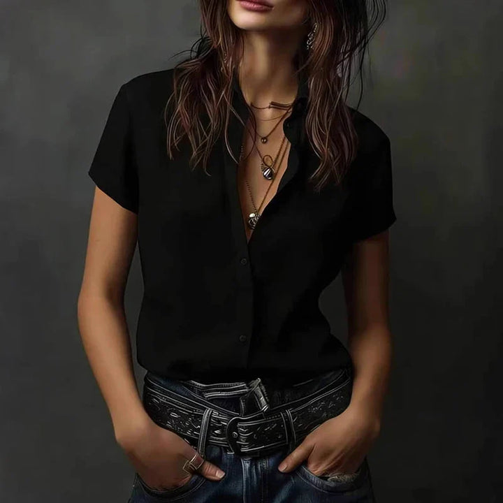 Roselyn | Women's V Neck Short Sleeve Blouse-Omni Prime Goods