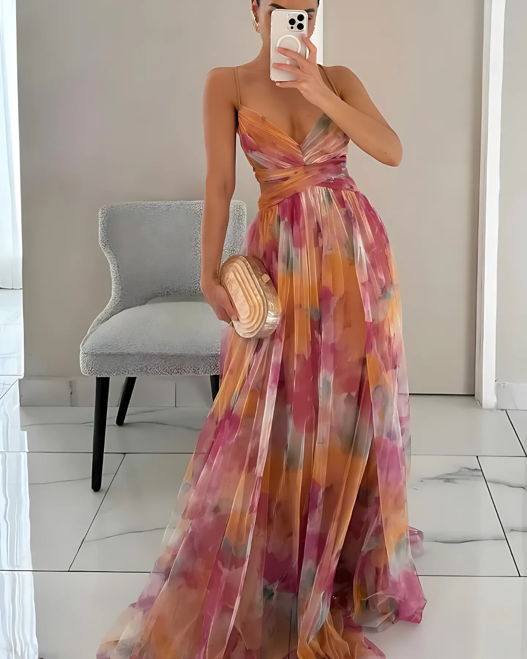 Rosina | Women's Floral Maxi Dress with Spaghetti Straps - Elegant Summer Fashion-Omni Prime Goods