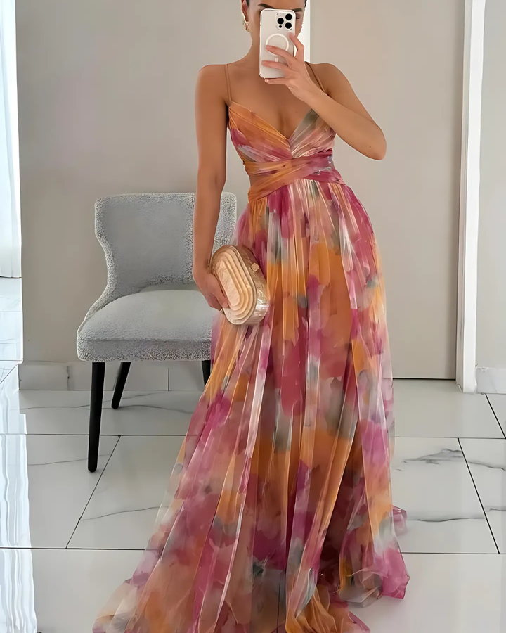 Rosina | Women's Floral Maxi Dress with Spaghetti Straps - Elegant Summer Fashion