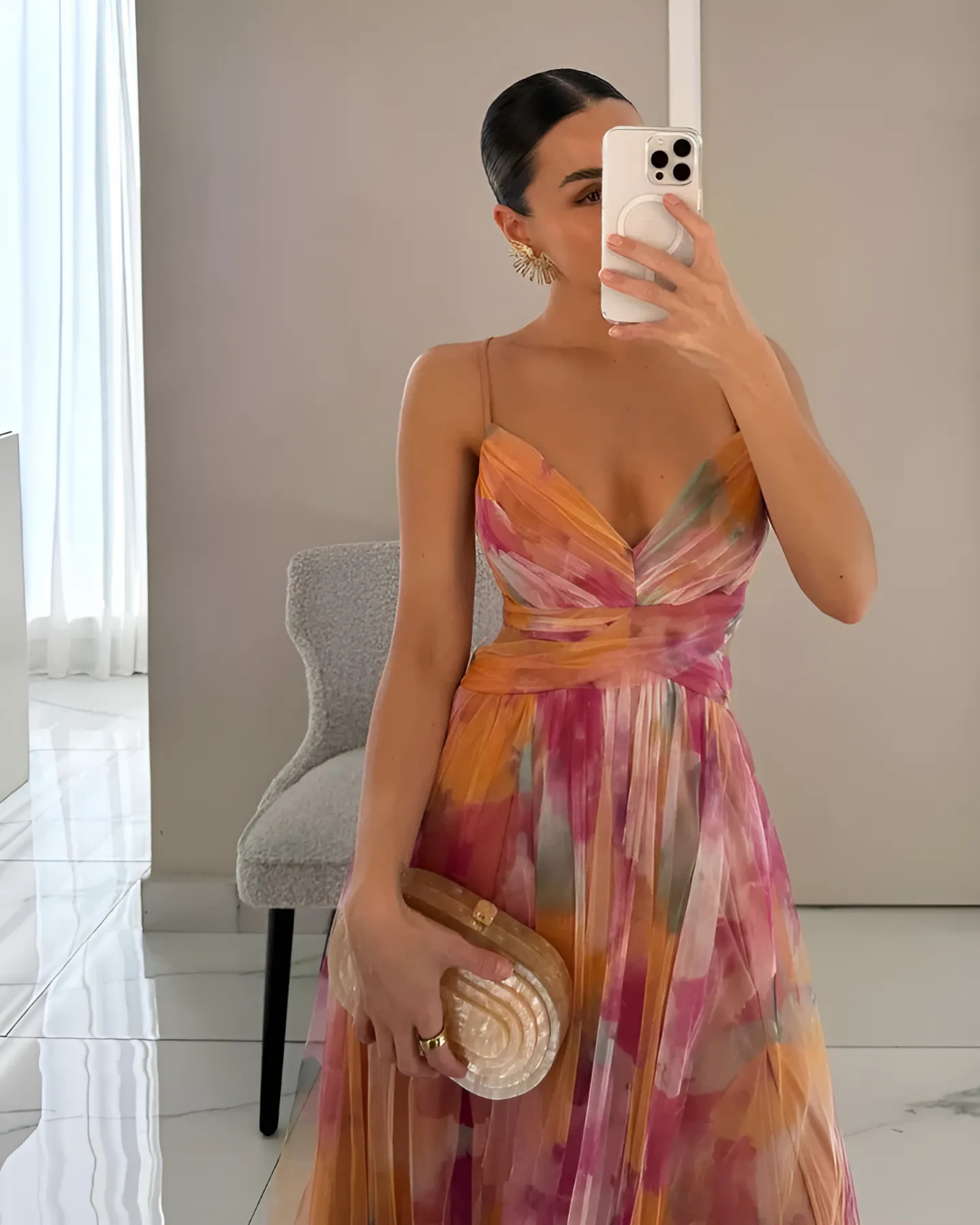 Rosina | Women's Floral Maxi Dress with Spaghetti Straps - Elegant Summer Fashion