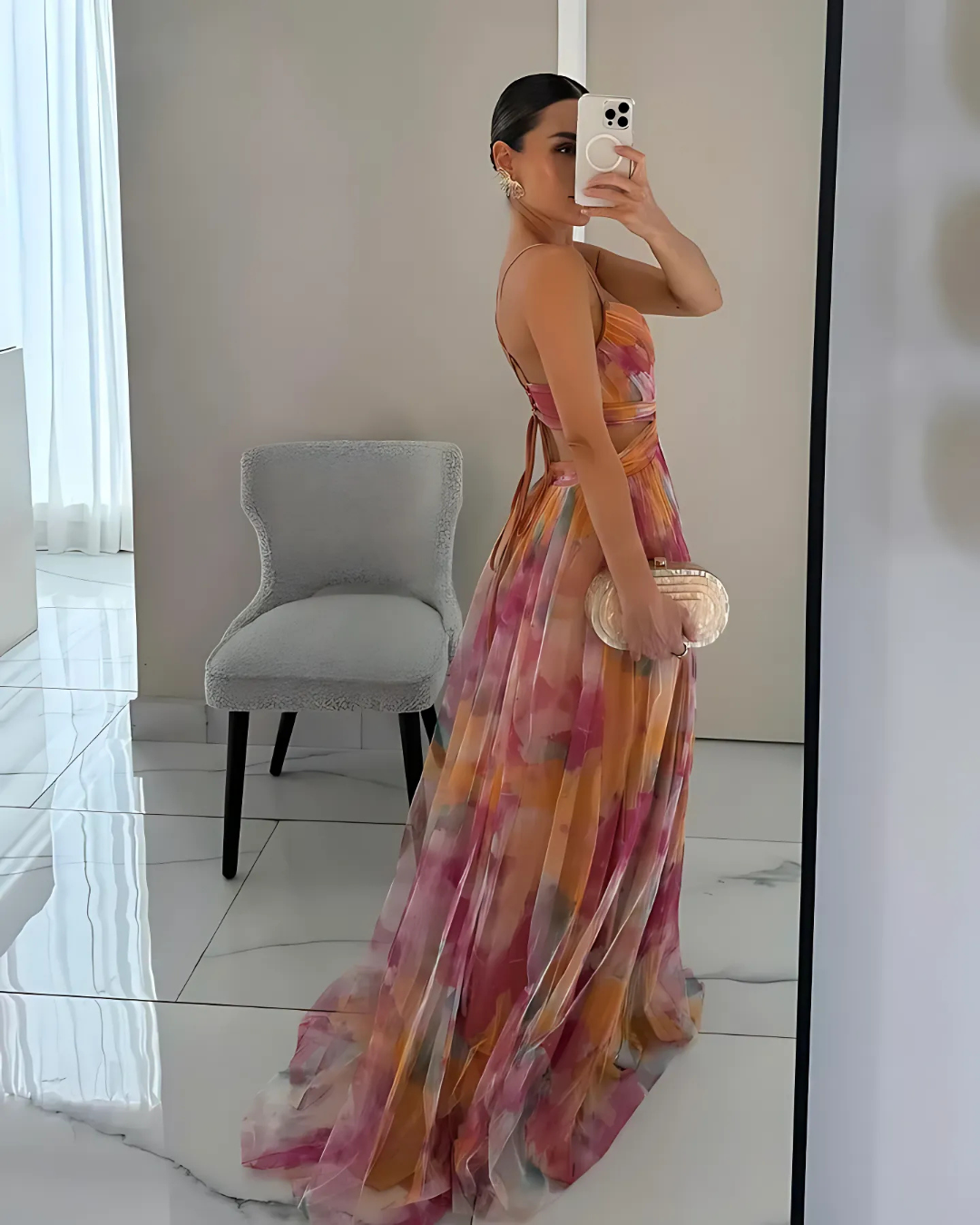 Rosina | Women's Floral Maxi Dress with Spaghetti Straps - Elegant Summer Fashion