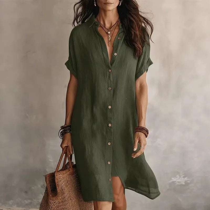 Rowan | Women's Button Down Shirt Dress-Omni Prime Goods