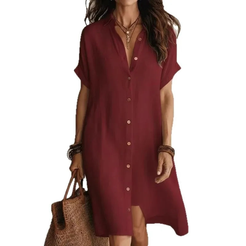 Rowan | Women's Button Down Shirt Dress-Omni Prime Goods