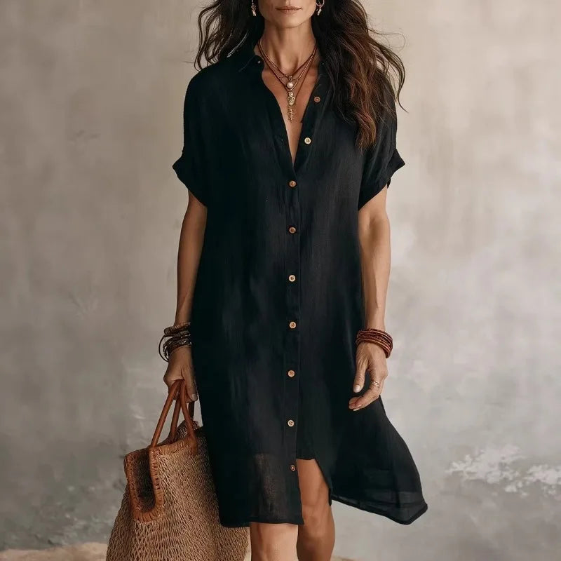 Rowan | Women's Button Down Shirt Dress-Omni Prime Goods