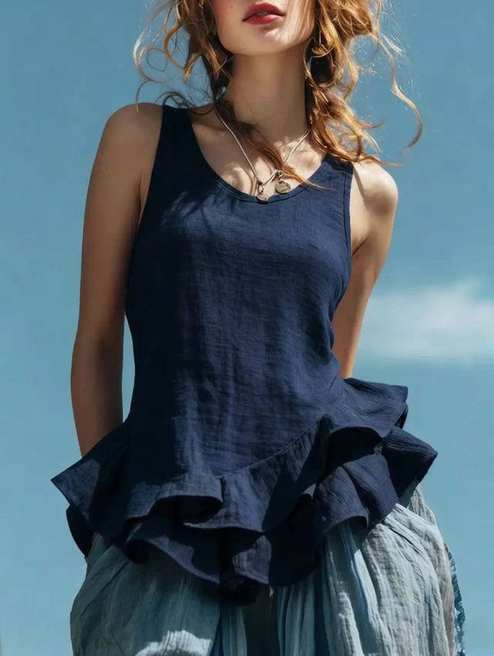 Ruby | Women's Ruffle Hem Tank Top-Omni Prime Goods