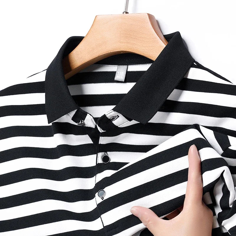 Men's Striped Cotton Polo Shirt