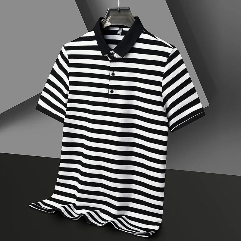Men's Striped Cotton Polo Shirt