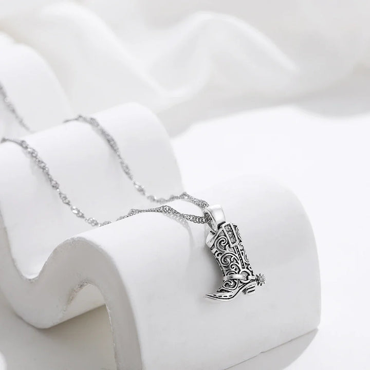 Cowgirl Boot Pendant Necklace for Western Style Accessories