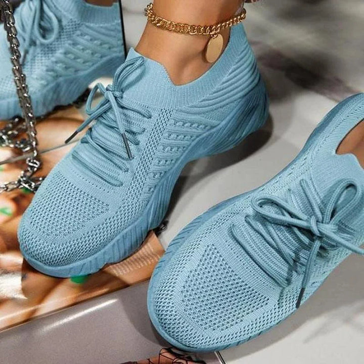 Nisha | Stylish Knit Lace-Up Sneakers for Women | Casual Footwear