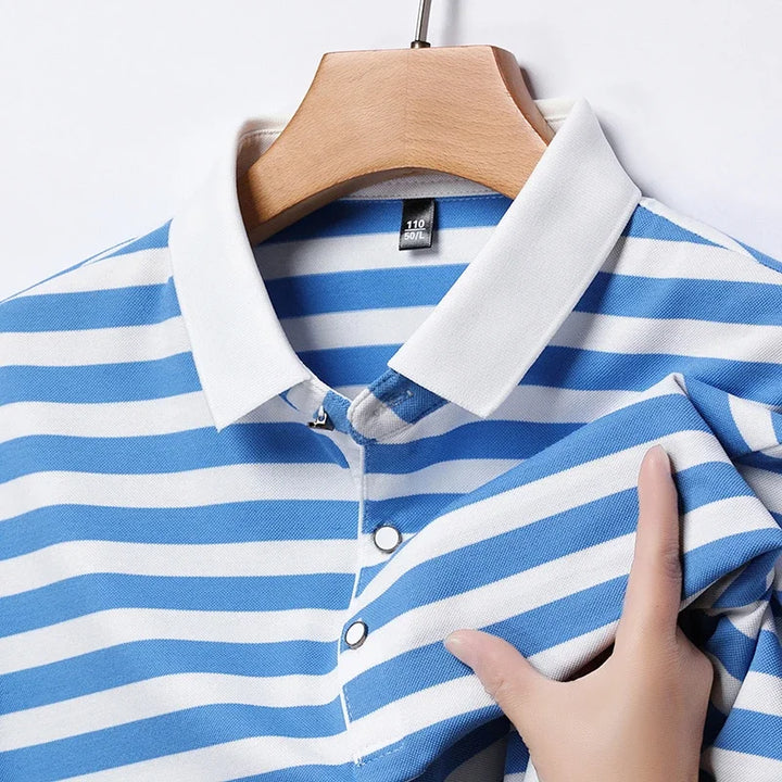 Men's Striped Cotton Polo Shirt