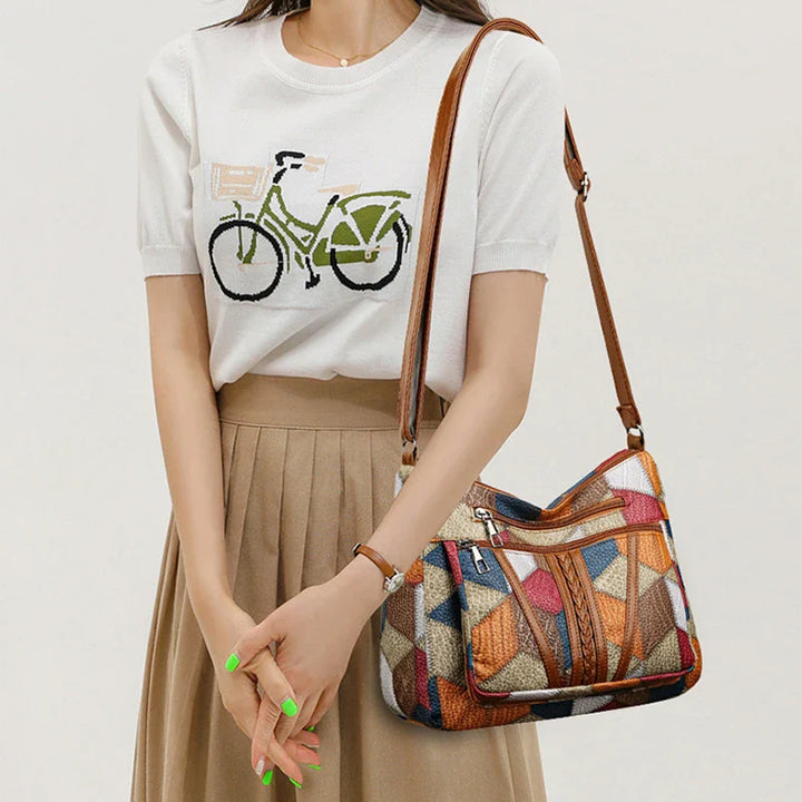 Pamela | Women's Vegan Leather Patchwork Shoulder Bag