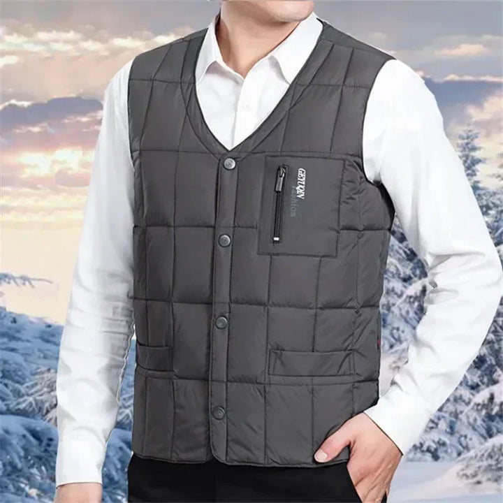 Men's Lightweight Down Vest - V Neck, Polyester Winter Jacket