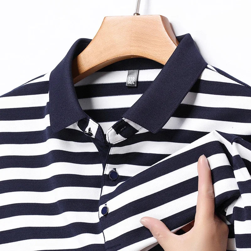 Men's Striped Cotton Polo Shirt