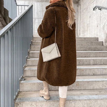Damesmantel van fleece met ruime pasvorm voor winterse warmte