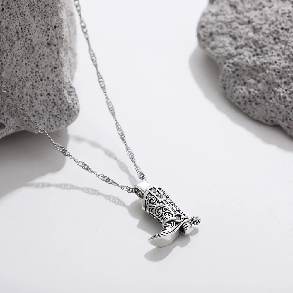 Cowgirl Boot Pendant Necklace for Western Style Accessories