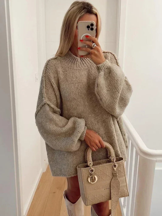 Women's Casual Oversized Jumper Dress with Dropped Shoulders