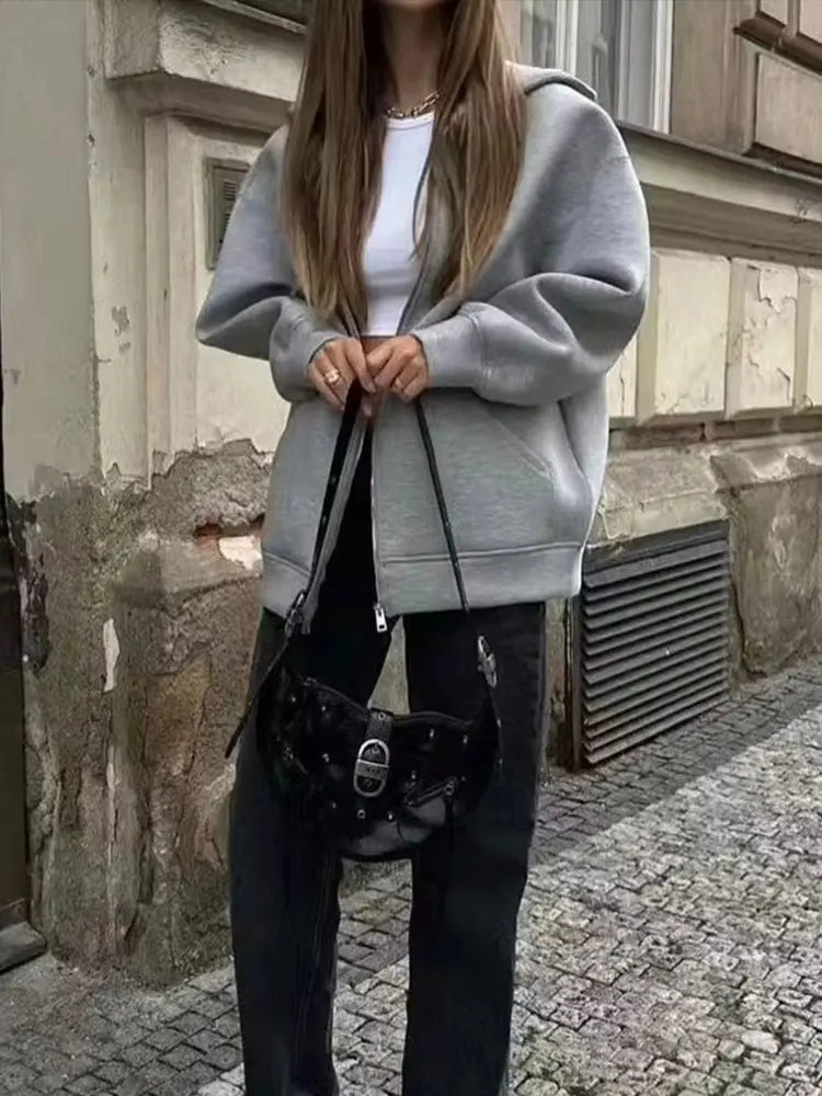 Women's Hooded Zip-Up Casual Sweater