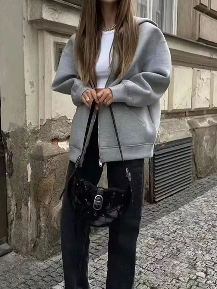 Women's Hooded Zip-Up Casual Sweater