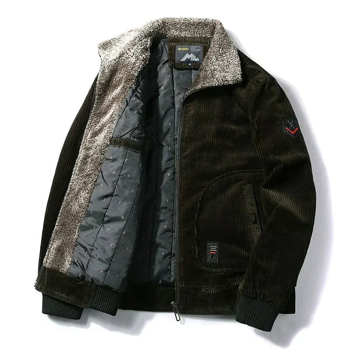Men's Stylish Bomber Jacket with Cozy Collar and Functional Pockets
