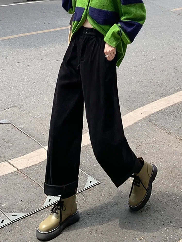 Women's High Waist Cozy Corduroy Trousers
