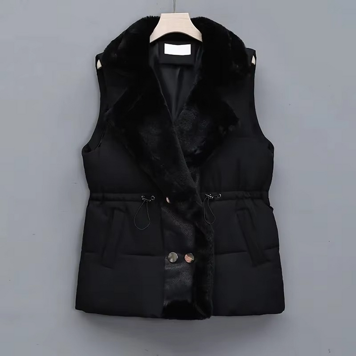Women's Sleeveless Down Cotton Vest with Suit Collar for Fall/Winter