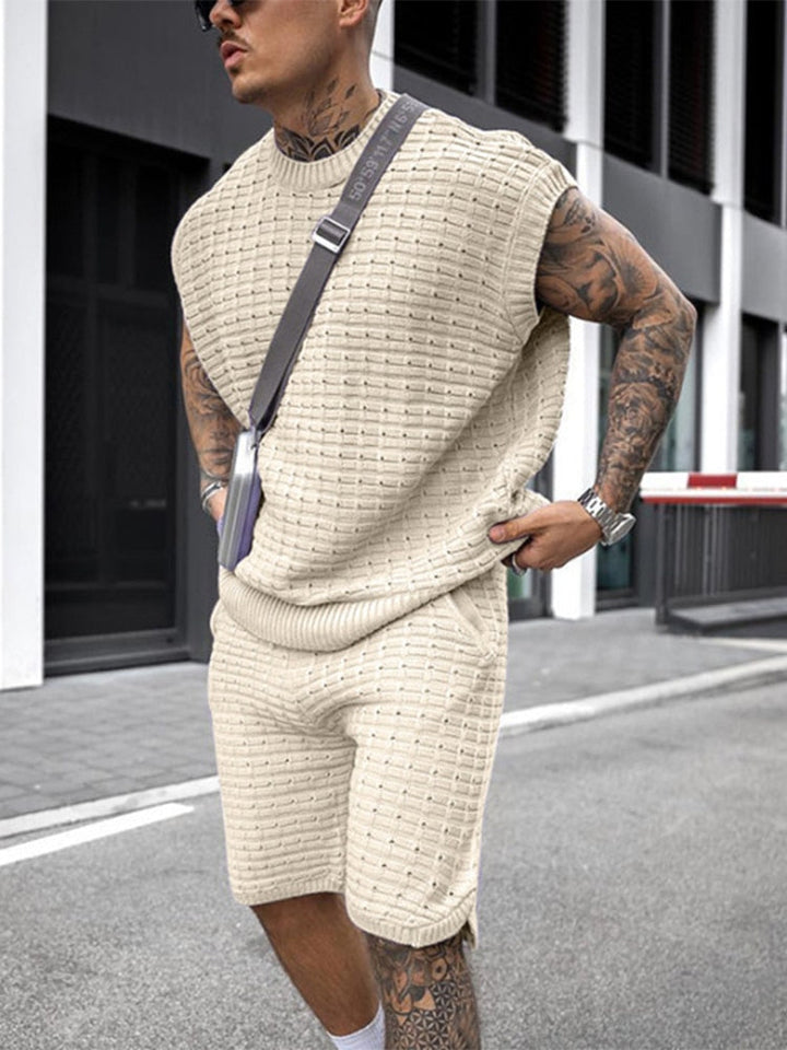 John | Men's High-Quality Knitted Leisure Set for Summer