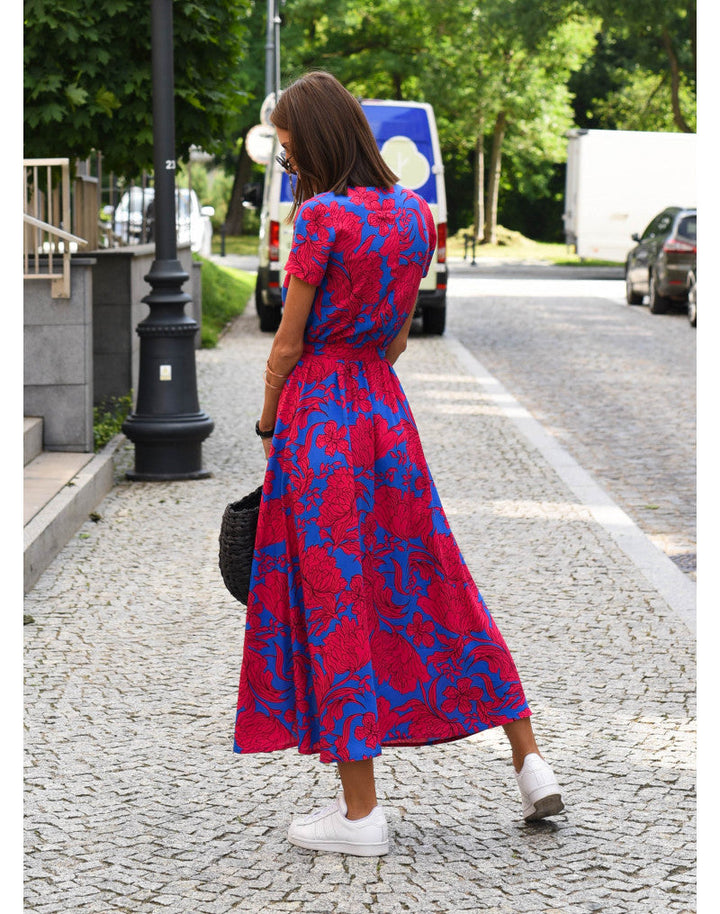 Marlene | Women's Floral V-Neck Wrap Midi Dress