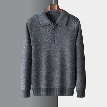 Men's Knit Quarter-Zip Sweater with Tailored Fit and Soft Blend